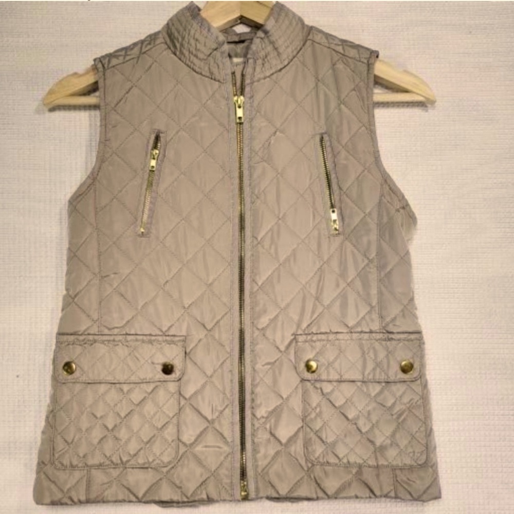 COPPER KEY 🔑 GIRLS PUFFER VEST SIZE 7/8 DARK TAN WAFFLE PRINT Quilted Lined EUC